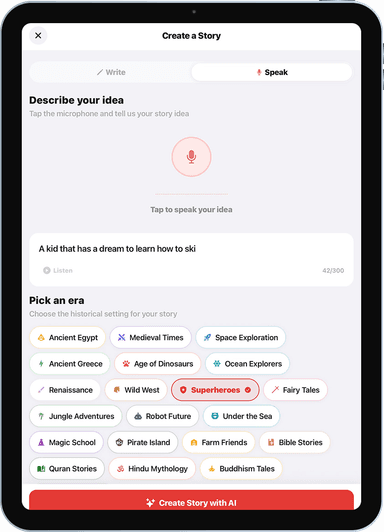 Create a story with voice input
