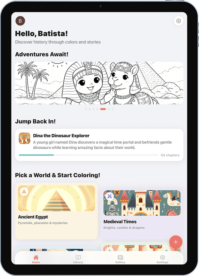 ColoringTales app home screen